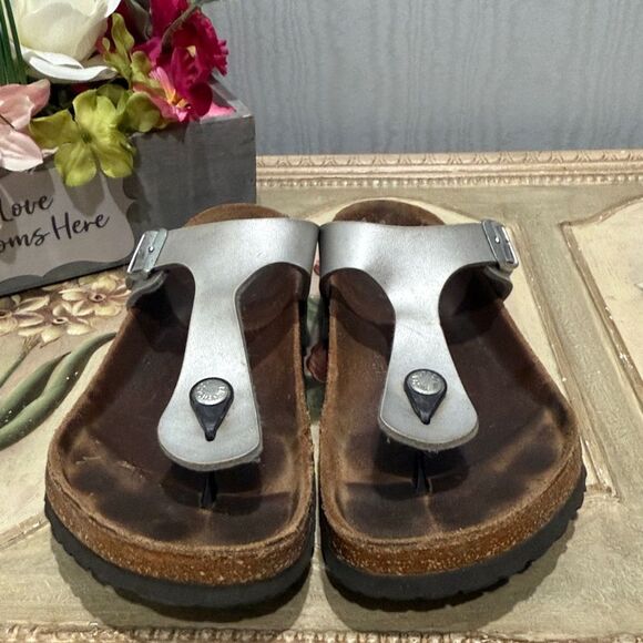 Birkenstock Gizeh Sandals Silver EU Sz 39 - Picture 6 of 15